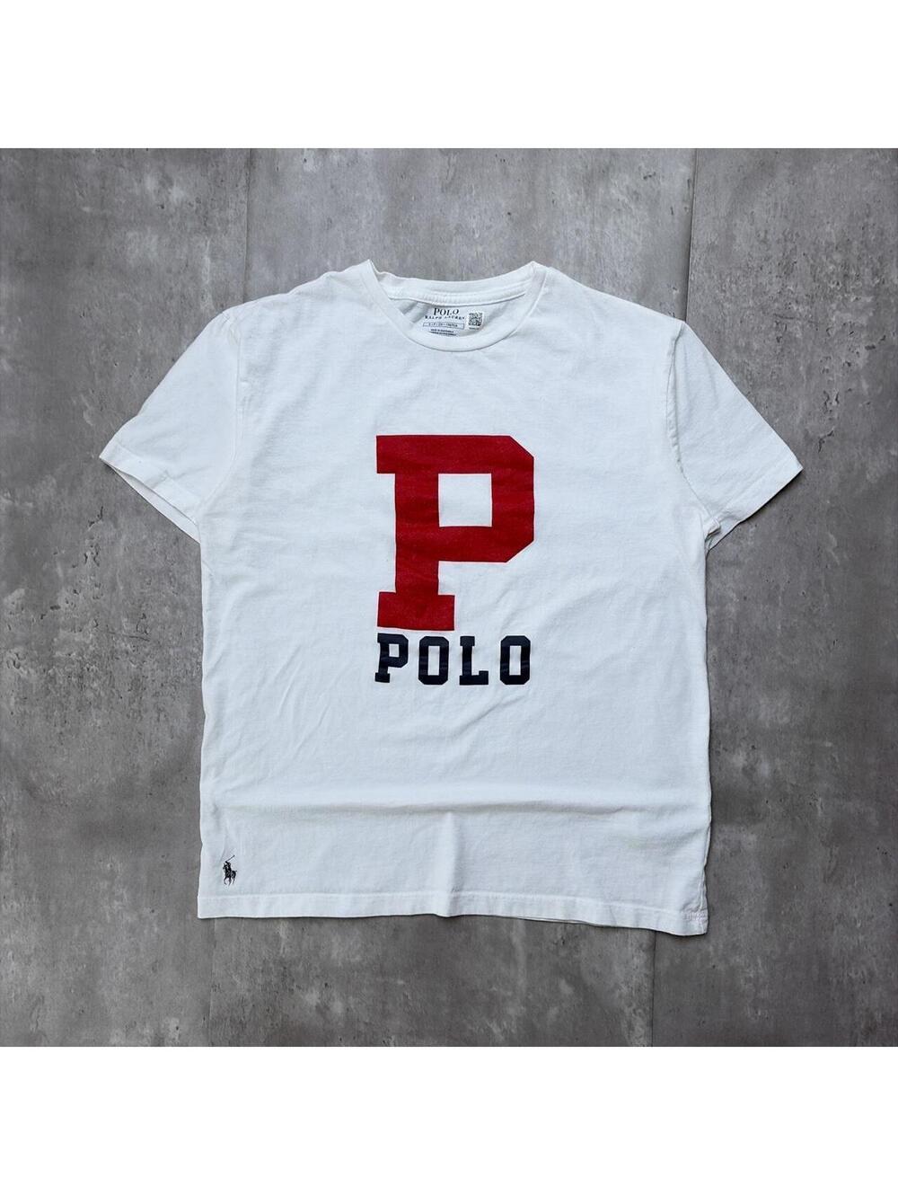 Y2K White Polo Ralph Lauren Polo Spellout T-Shirt